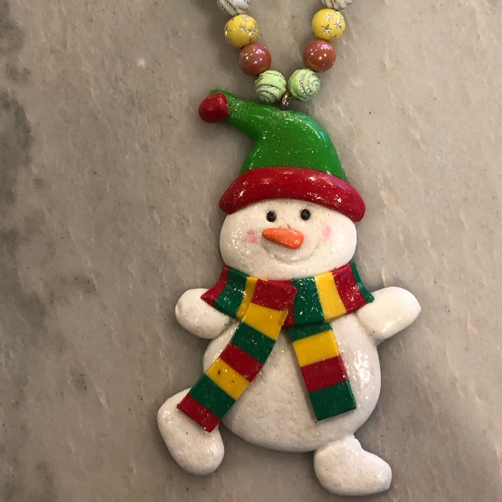 Festive Winter Snowman Christmas Holiday Necklace